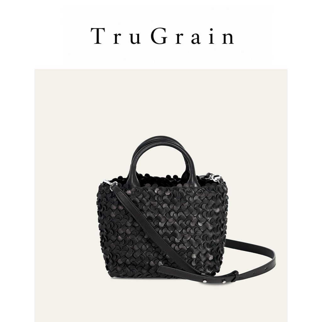 Black Handwoven Genuine Leather Top Handle Bag manufacturer main view - TruGrain Style